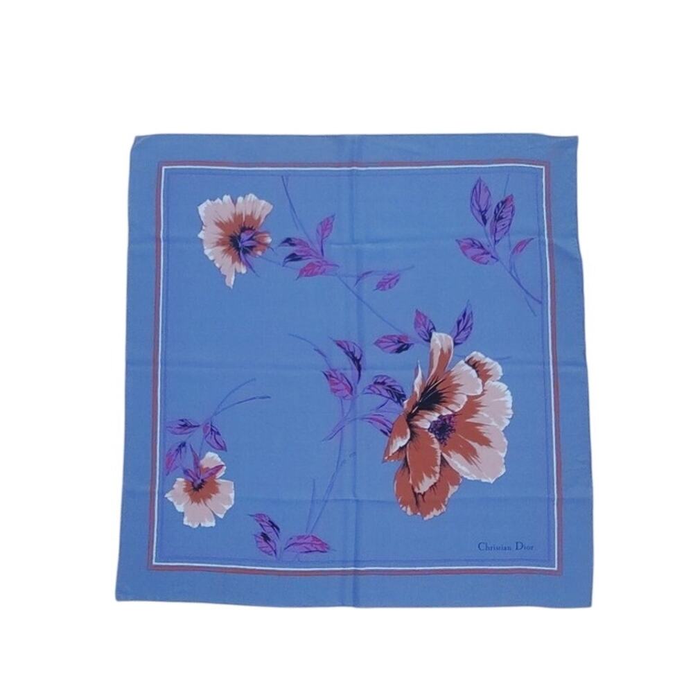 Dior floral vintage pastel silk scarf large EUC